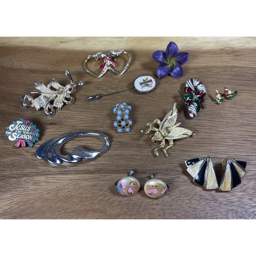 Vintage Brooches & Jewelry Clip On Earrings Pins Earrings